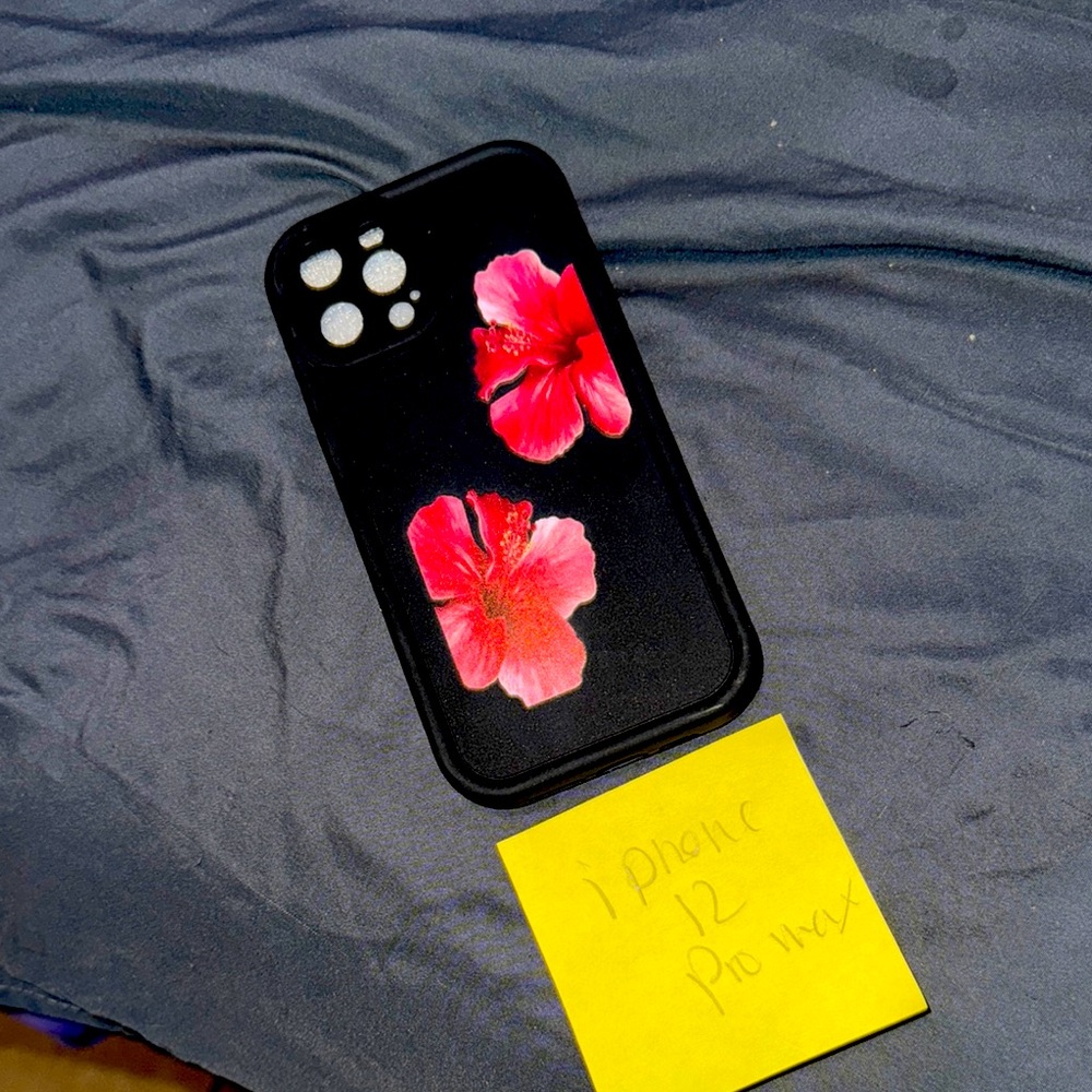 Floral Black Phone Case for iPhone 12 Pro Max